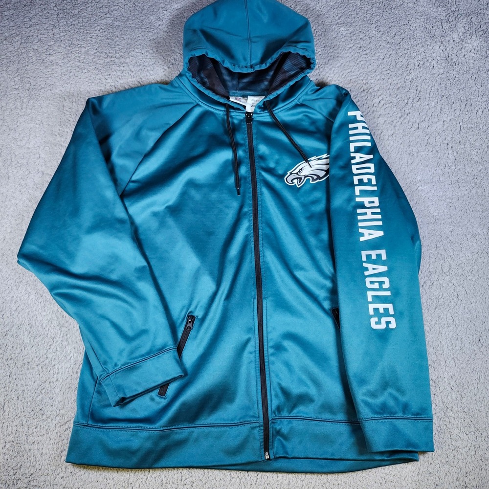 NFL Team Apparel Philadelphia Eagles Zubaz Full Zip Hoodie Mens XL Teal 813002